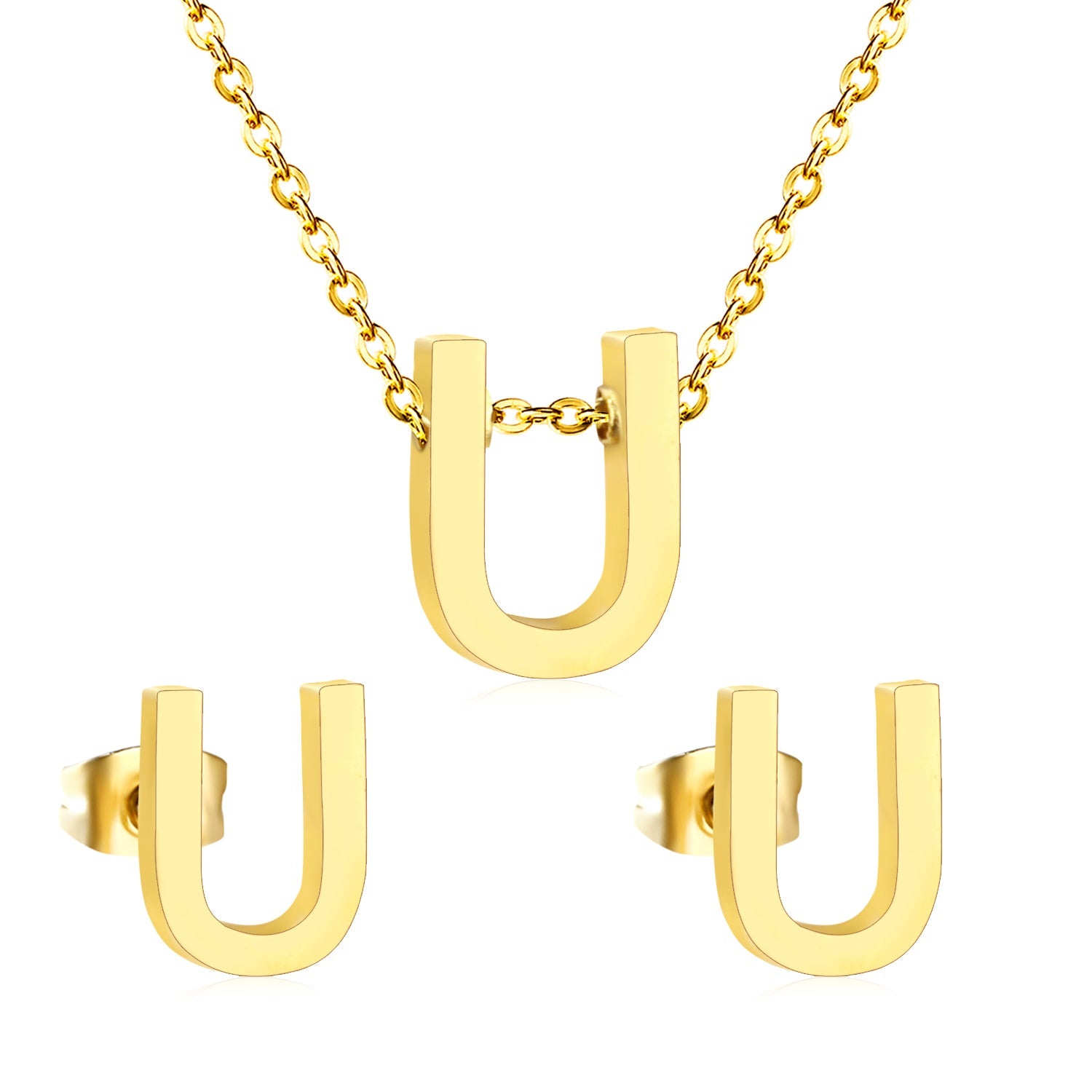 Steel/Gold Cut Letters Set without Diamonds A-Z asonjewelry